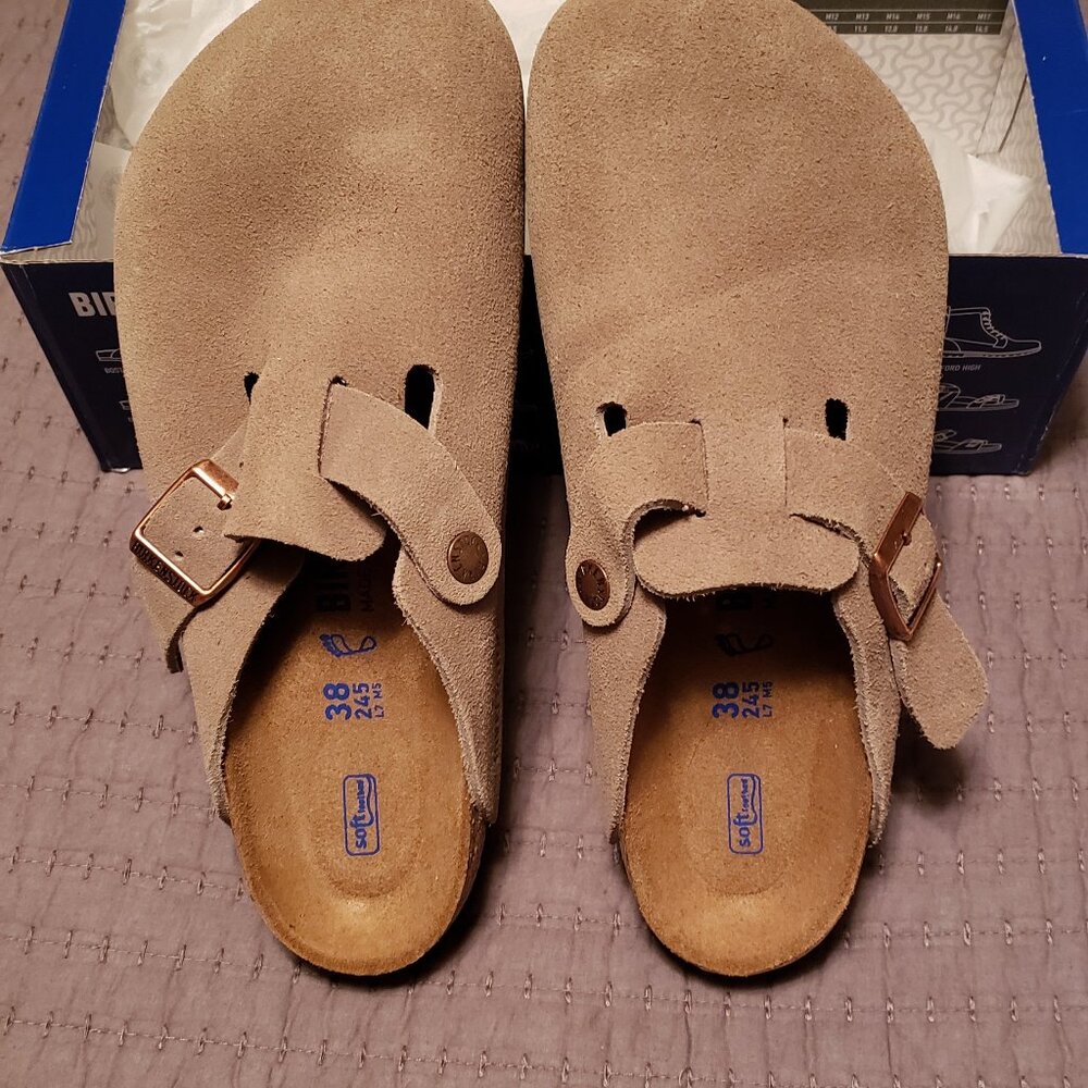 NWT! Birkenstock Boston Suede Taupe